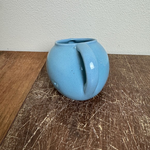 Vintage MCM Ceramic Light blue Slanted Sugar Bowl with handles - Picture 6 of 8